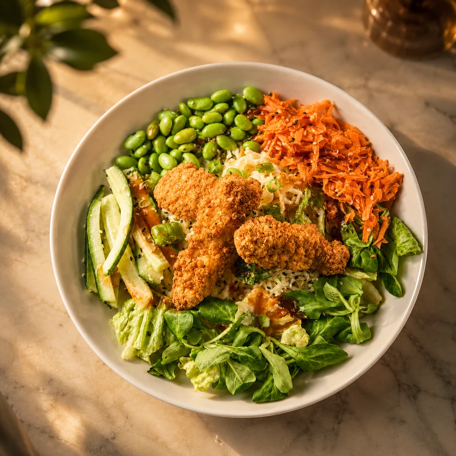 Mie Nudel Bowl mit Crispy Chicken