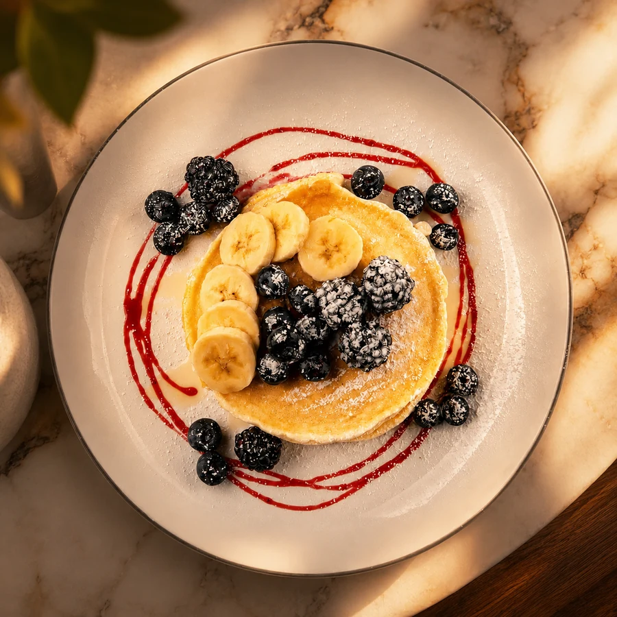 Pancakes und süße Auswahl